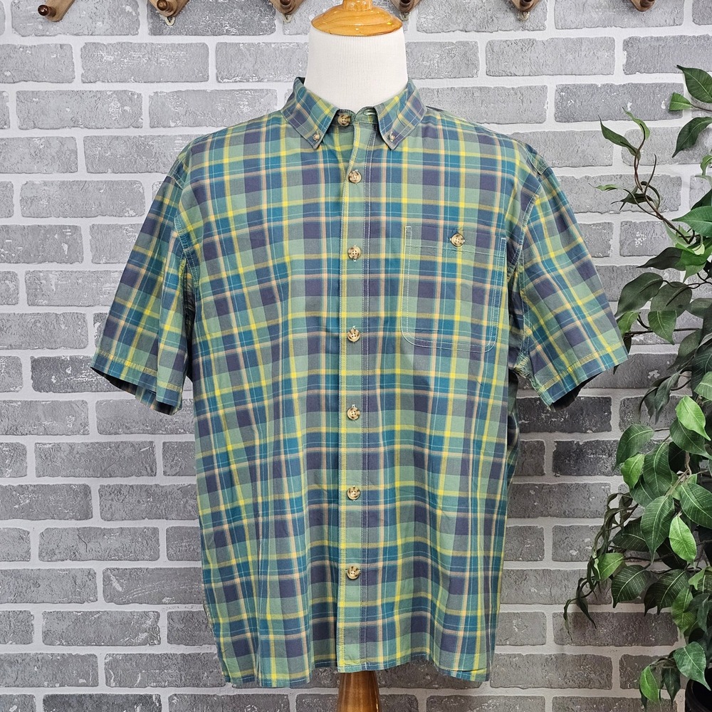 Duluth‎ Trading Co. Untucked Plaid Short Sleeve Button Down Shirt XL Relaxed Fit